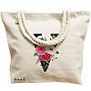 Geanta Canvas Tote pentru femei, Cu litera V si Trandafiri, 40x51 cm, Bej, BEKZ® 17 Cu litera V si Trandafiri