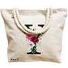 Geanta Canvas Tote pentru femei, Cu litera Y si Trandafiri, 40x51 cm, Bej, BEKZ® 17 Cu litera Y si Trandafiri