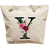 Geanta Canvas Tote pentru femei, Cu litera Y si Trandafiri, 40x51 cm, Bej, BEKZ® 16 Geanta Canvas Tote pentru femei