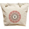 Geanta Canvas Tote pentru femei, Cu litera V si Mandala, 40x51 cm, Bej, BEKZ® 16 Geanta Canvas Tote pentru femei