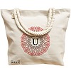 Geanta Canvas Tote pentru femei, Cu litera U si Mandala, 40x51 cm, Bej, BEKZ® 17 Cu litera U si Mandala