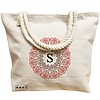 Geanta Canvas Tote pentru femei, Cu litera S si Mandala, 40x51 cm, Bej, BEKZ® 17 Cu litera S si Mandala