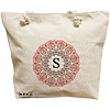 Geanta Canvas Tote pentru femei, Cu litera S si Mandala, 40x51 cm, Bej, BEKZ® 16 Geanta Canvas Tote pentru femei