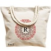 Geanta Canvas Tote pentru femei, Cu litera R si Mandala, 40x51 cm, Bej, BEKZ® 17 Cu litera R si Mandala