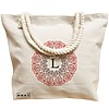 Geanta Canvas Tote pentru femei, Cu litera L si Mandala, 40x51 cm, Bej, BEKZ® 17 Cu litera L si Mandala