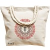 Geanta Canvas Tote pentru femei, Cu litera I si Mandala, 40x51 cm, Bej, BEKZ® 17 Cu litera I si Mandala