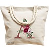 Geanta Canvas Tote pentru femei, Cu litera A Rose Gold si Trandafiri, 40x51 cm, Bej, BEKZ® 17 Cu litera A Rose Gold si Trandafiri
