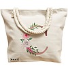 Geanta Canvas Tote pentru femei, Cu litera C Rose Gold si Trandafiri, 40x51 cm, Bej, BEKZ® 17 Cu litera C Rose Gold si Trandafiri