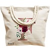 Geanta Canvas Tote pentru femei, Cu litera F Rose Gold si Trandafiri, 40x51 cm, Bej, BEKZ® 17 Cu litera F Rose Gold si Trandafiri