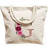 Geanta Canvas Tote pentru femei, Cu litera G Rose Gold si Trandafiri, 40x51 cm, Bej, BEKZ® 17 Cu litera G Rose Gold si Trandafiri