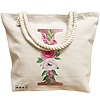 Geanta Canvas Tote pentru femei, Cu litera I Rose Gold si Trandafiri, 40x51 cm, Bej, BEKZ® 17 Cu litera I Rose Gold si Trandafiri