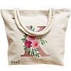 Geanta Canvas Tote pentru femei, Cu litera K Rose Gold si Trandafiri, 40x51 cm, Bej, BEKZ® 17 Cu litera K Rose Gold si Trandafiri