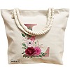 Geanta Canvas Tote pentru femei, Cu litera L Rose Gold si Trandafiri, 40x51 cm, Bej, BEKZ® 17 Cu litera L Rose Gold si Trandafiri