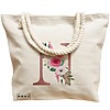 Geanta Canvas Tote pentru femei, Cu litera N Rose Gold si Trandafiri, 40x51 cm, Bej, BEKZ® 17 Cu litera N Rose Gold si Trandafiri