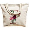 Geanta Canvas Tote pentru femei, Cu litera P Rose Gold si Trandafiri, 40x51 cm, Bej, BEKZ® 17 Cu litera P Rose Gold si Trandafiri