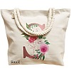Geanta Canvas Tote pentru femei, Cu litera S Rose Gold si Trandafiri, 40x51 cm, Bej, BEKZ® 17 Cu litera S Rose Gold si Trandafiri