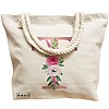 Geanta Canvas Tote pentru femei, Cu litera T Rose Gold si Trandafiri, 40x51 cm, Bej, BEKZ® 17 Cu litera T Rose Gold si Trandafiri