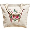Geanta Canvas Tote pentru femei, Cu litera W Rose Gold si Trandafiri, 40x51 cm, Bej, BEKZ® 17 Cu litera W Rose Gold si Trandafiri