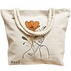 Geanta Canvas Tote pentru femei, Flower Lady 1, 40x51 cm, Bej, BEKZ® 17 Flower Lady 1