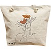 Geanta Canvas Tote pentru femei, Flower Lady 2, 40x51 cm, Bej, BEKZ® 16 Geanta Canvas Tote pentru femei