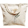 Geanta Canvas Tote pentru femei, Flower Lady 3, 40x51 cm, Bej, BEKZ® 17 Flower Lady 3