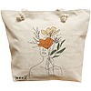 Geanta Canvas Tote pentru femei, Flower Lady 3, 40x51 cm, Bej, BEKZ® 16 Geanta Canvas Tote pentru femei