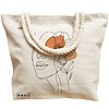 Geanta Canvas Tote pentru femei, Flower Lady 4, 40x51 cm, Bej, BEKZ® 17 Flower Lady 4