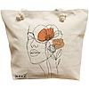 Geanta Canvas Tote pentru femei, Flower Lady 4, 40x51 cm, Bej, BEKZ® 16 Geanta Canvas Tote pentru femei
