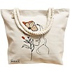 Geanta Canvas Tote pentru femei, Flower Lady 5, 40x51 cm, Bej, BEKZ® 17 Flower Lady 5