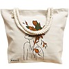 Geanta Canvas Tote pentru femei, Flower Lady 6, 40x51 cm, Bej, BEKZ® 17 Flower Lady 6