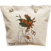 Geanta Canvas Tote pentru femei, Flower Lady 6, 40x51 cm, Bej, BEKZ® 16 Geanta Canvas Tote pentru femei