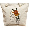 Geanta Canvas Tote pentru femei, Flower Lady 7, 40x51 cm, Bej, BEKZ® 16 Geanta Canvas Tote pentru femei