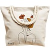 Geanta Canvas Tote pentru femei, Flower Lady 8, 40x51 cm, Bej, BEKZ® 17 Flower Lady 8