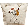 Geanta Canvas Tote pentru femei, Flower Lady 8, 40x51 cm, Bej, BEKZ® 16 Geanta Canvas Tote pentru femei
