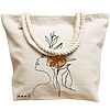 Geanta Canvas Tote pentru femei, Flower Lady 9, 40x51 cm, Bej, BEKZ® 17 Flower Lady 9
