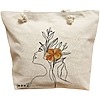 Geanta Canvas Tote pentru femei, Flower Lady 9, 40x51 cm, Bej, BEKZ® 16 Geanta Canvas Tote pentru femei
