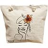 Geanta Canvas Tote pentru femei, Flower Lady 13, 40x51 cm, Bej, BEKZ® 16 Geanta Canvas Tote pentru femei