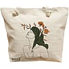 Geanta Canvas Tote pentru femei, Flower Lady 14, 40x51 cm, Bej, BEKZ® 16 Geanta Canvas Tote pentru femei