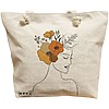 Geanta Canvas Tote pentru femei, Flower Lady 16, 40x51 cm, Bej, BEKZ® 16 Geanta Canvas Tote pentru femei