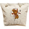 Geanta Canvas Tote pentru femei, Flower Lady 17, 40x51 cm, Bej, BEKZ® 16 Geanta Canvas Tote pentru femei