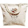 Geanta Canvas Tote pentru femei, Flower Lady 19, 40x51 cm, Bej, BEKZ® 17 Flower Lady 19