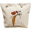 Geanta Canvas Tote pentru femei, Flower Lady 20, 40x51 cm, Bej, BEKZ® 16 Geanta Canvas Tote pentru femei