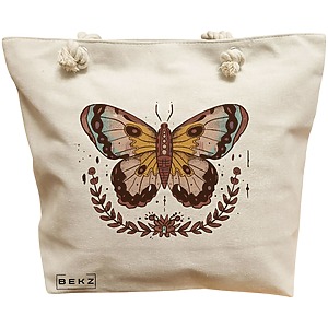 Geanta Canvas Tote pentru femei Brown Butterfly