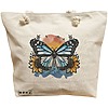 Geanta Canvas Tote pentru femei Blue Butterfly, 40x51 cm, Bej, BEKZ® 16 Geanta Canvas Tote pentru femei Blue Butterfly