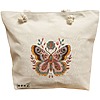 Geanta Canvas Tote pentru femei Flower Butterfly, 40x51 cm, Bej, BEKZ® 16 Geanta Canvas Tote pentru femei Flower Butterfly