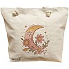Geanta Canvas Tote pentru femei Moon Flower, 40x51 cm, Bej, BEKZ® 16 Geanta Canvas Tote pentru femei Moon Flower
