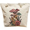 Geanta Canvas Tote pentru femei Colorful Mushrooms, 40x51 cm, Bej, BEKZ® 16 Geanta Canvas Tote pentru femei Colorful Mushrooms