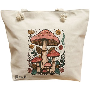 Geanta Canvas Tote pentru femei Colorful Mushrooms 2