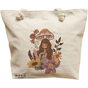 Geanta Canvas Tote pentru femei Colorful Mushrooms 3