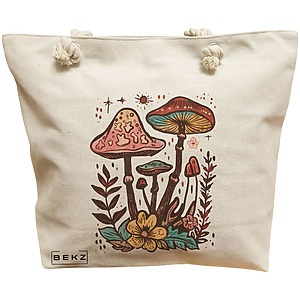 Geanta Canvas Tote pentru femei Colorful Mushrooms 4